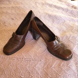Franco Sarto Brown Leather Pumps
